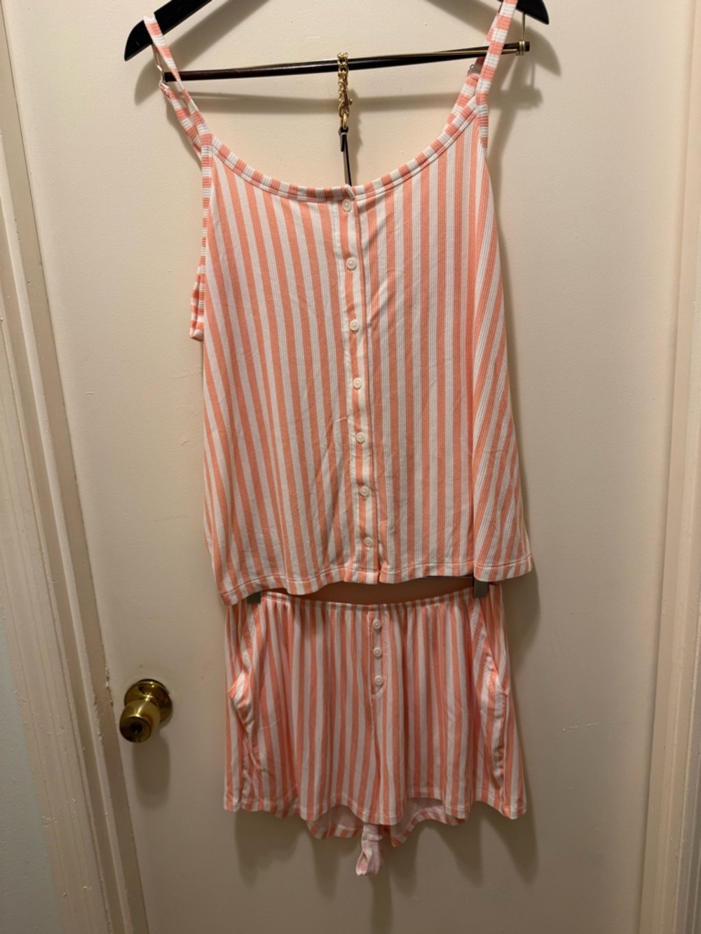 Torrid Sleep Tank and Shorts Set - Peach & White Womens